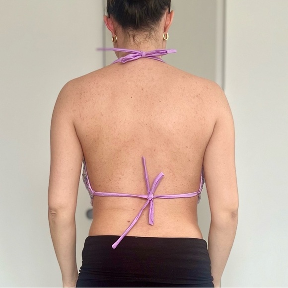 Handmade Y2K Blingy Bratz Doll Embellished Cowl Neck Bandana Backless Top - Sz S - Picture 3 of 8